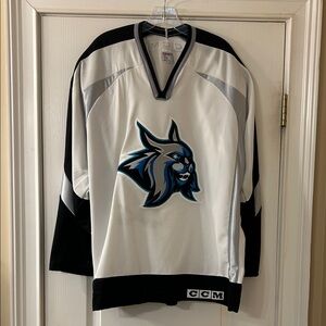 CCM Vintage Augusta Lynx White and Black Hockey Jersey - Men’s Large